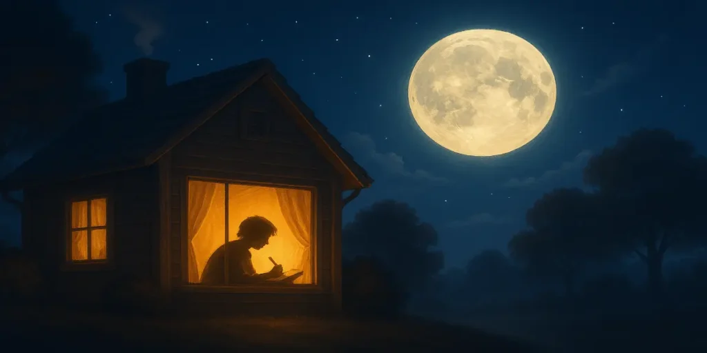 Cozy Home Under a Moonlit Sky