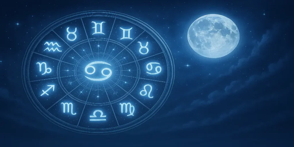 Glowing Zodiac Wheel Under Moonlight