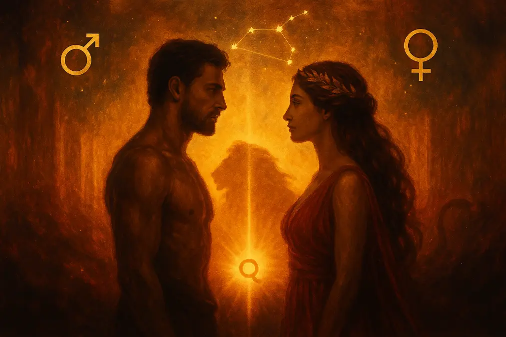 Zodiac Wheel Drama Venus-Mars Conjunction in Leo – Crimson Cosmic Energy