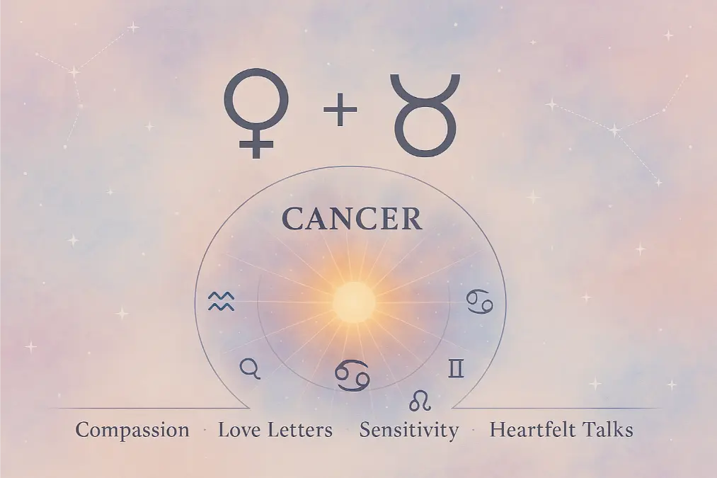 Venus-Mercury in Cancer Emotional Communication Infographic